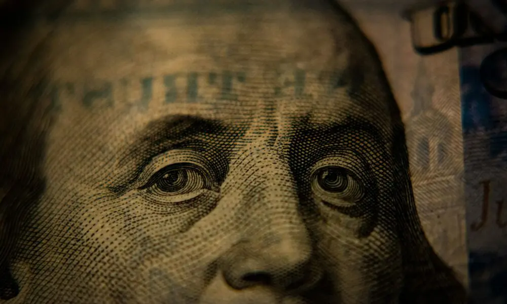 a close up of a one dollar bill