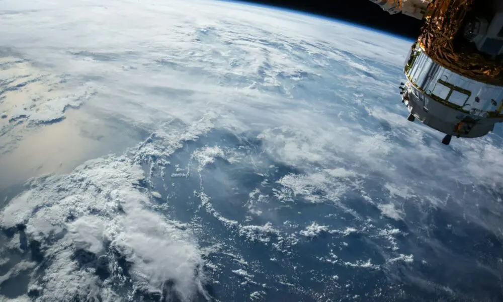 view of Earth and satellite