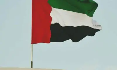 a flag flying in the air
