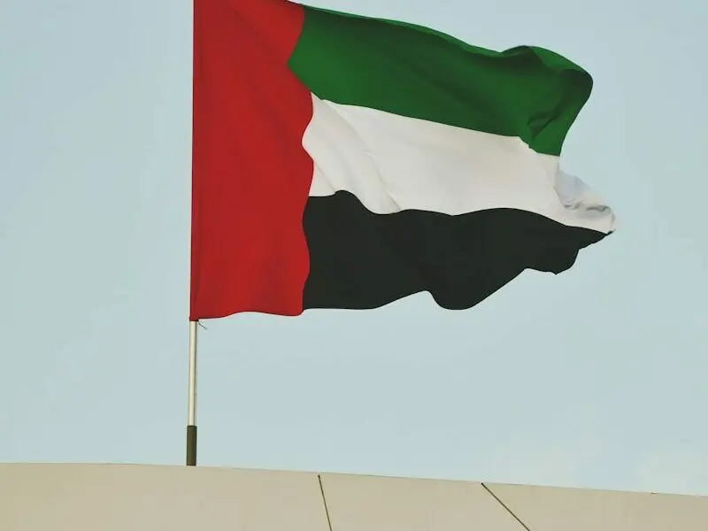 a flag flying in the air