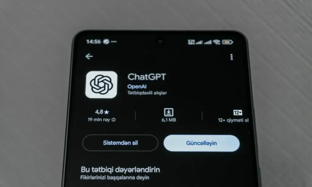 Smartphone screen displaying chatgpt app details.