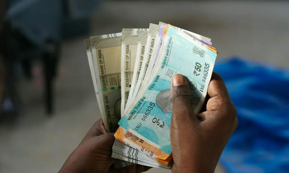 A person holding a bunch of money in their hand