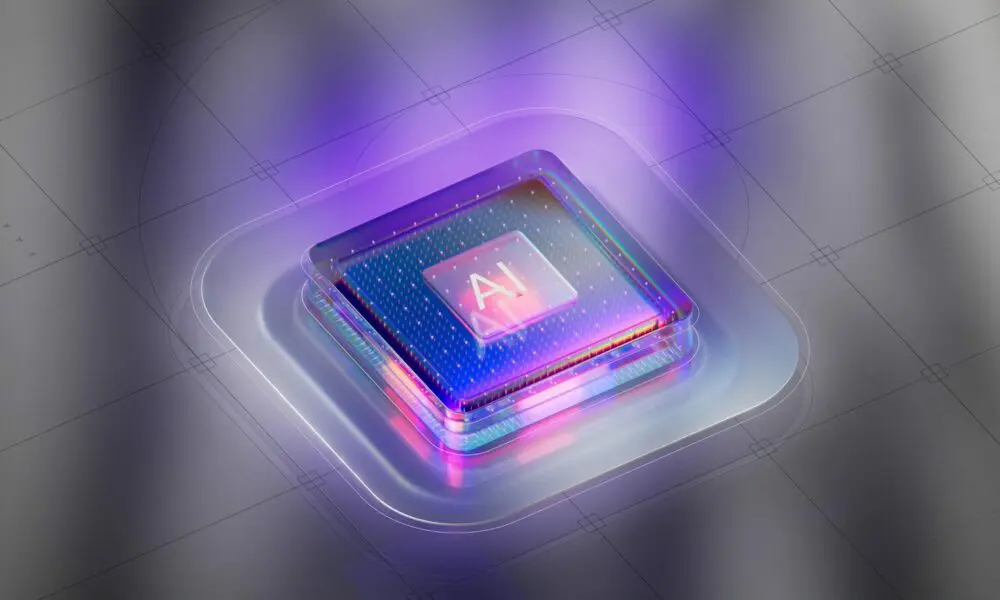 A square object with a purple light coming out of it