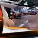 The interior of a futuristic car is shown