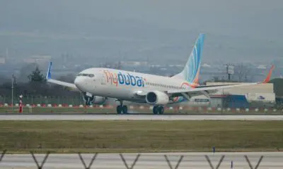 A flydubai airplane on the runway