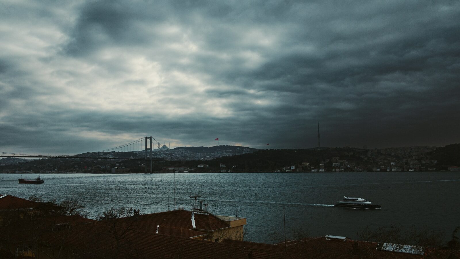 a large body of water under a cloudy sky